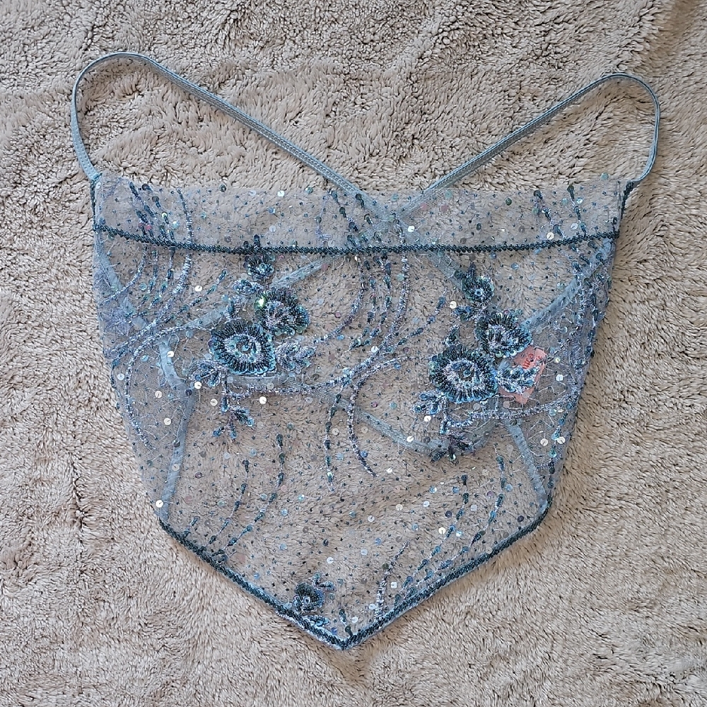 Dyspnea Embellished Sheer Crop Top